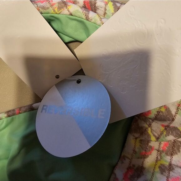 Becca Reversible bikini Bottoms multicolored/lime green large NWT - Picture 5 of 7
